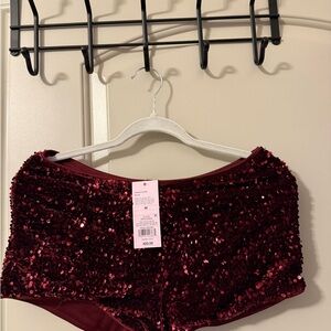 Burgundy Sequin Shorts